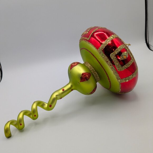 Christmas Ornament 12" Lightweight Metal Green Red Glitter - Picture 3 of 7